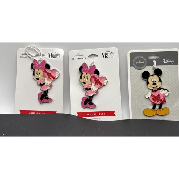 Disney Hallmark Christmas Ornaments Mickey Minney Heart Set Of 3 - Picture 2 of 4